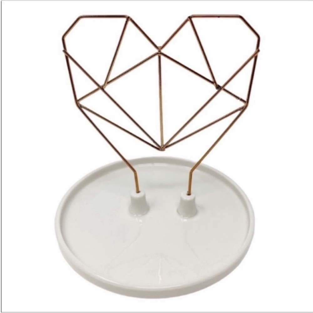 IMM LIVING coxet wire heart ceramic jewelry holder NEW